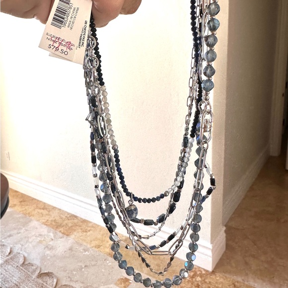 Elegant silver and Blue beads Layered convertible and adjustable Necklace. - Picture 7 of 11